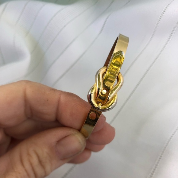 Vtg Goldtone Belt Buckle Bangle - Picture 3 of 11